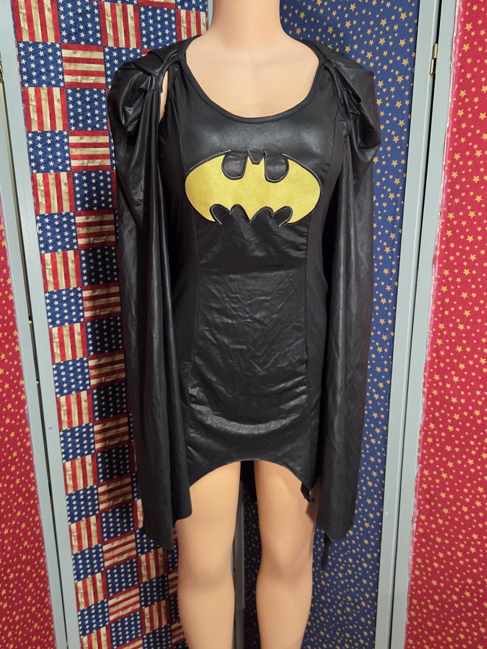 **Black Batwoman Costume Dress with Yellow Emblem**